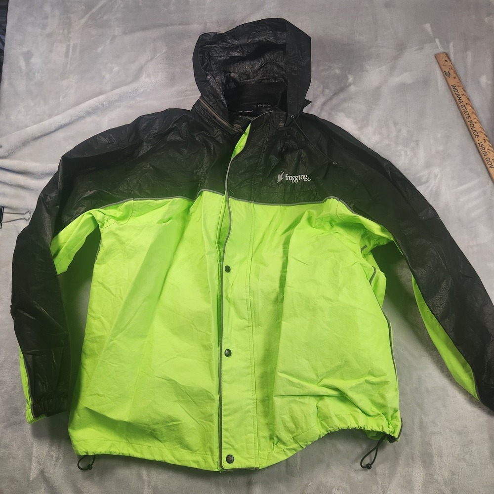 FROGG TOGGS Road Toad‎ Reflective Waterproof Rain Jacket Black/Green Size XL